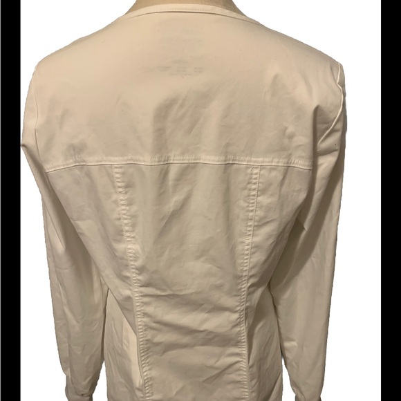 Cherokee Core Stretch Lab Coat White Zip Front Small 26” Length - Picture 5 of 6